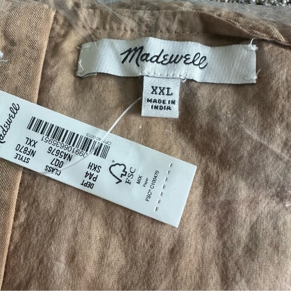 Madewell Seersucker Puff-Sleeve Cutout Mini Dress in Seed Khaki Style NF870 NEW - Picture 4 of 9